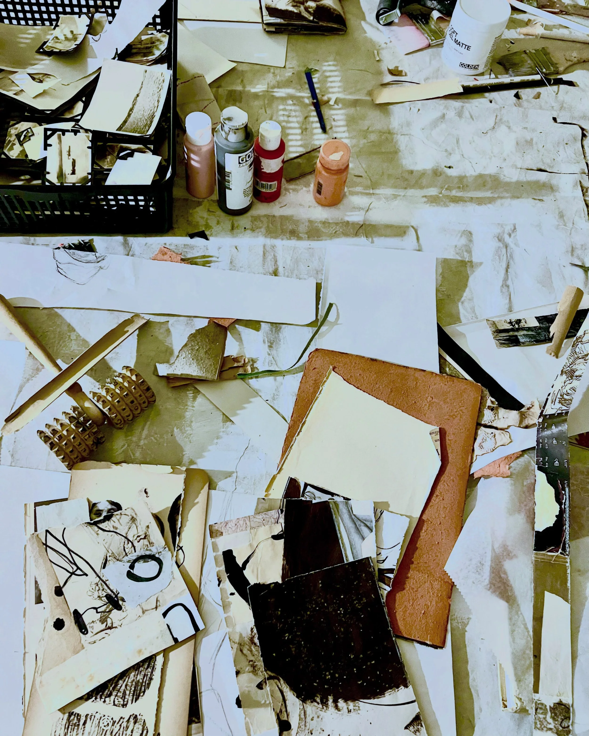 The good messes we made put me in
The mood for making some more
Canvas by canvas I go
Inside and onward
Home bound
Destined.