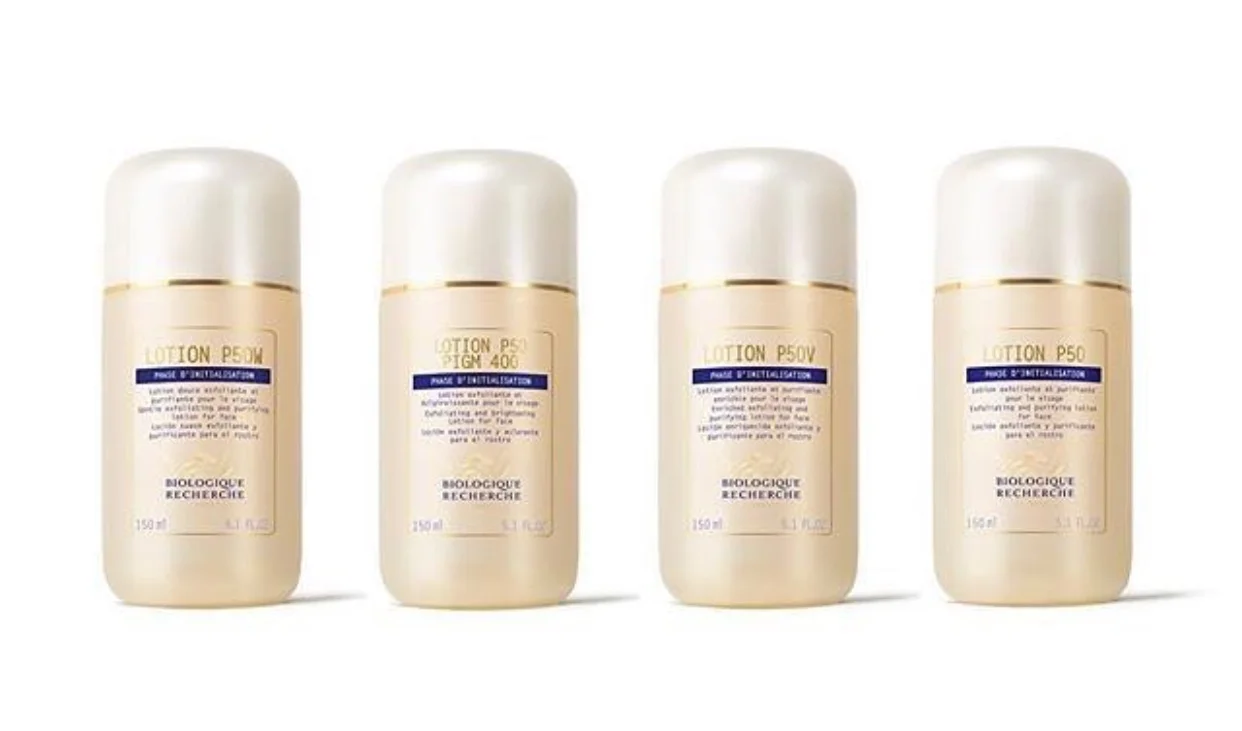 © Instagram | biologique_recherche_au : Wondering which Lotion P50 is right for you? ⠀ ⠀ Firstly, all versions of Lotion P50 contain a combination of acids, vitamins, minerals and botanical extracts for chemical exfoliating, applied with a cotton pad and best used after a cleansing milk (keep the bubbles for your champagne) P50 stands for Peeling x 50 as the number of days for two epidermal cell cycles and the time needed for your skin to fully adjust, if it is unbalanced. All are formulated with a low pHtherefore a slight tingling sensation and skin flushing is normal to begin with. ⠀ ⠀ Lotion P50W is the most gentle version and the best one for beginners to start with. W stands for washable for those with sensitive or reactive skins. P50W contains a combination of AHA's, BHA's, natural moisturising factors plus Arnica extract which has calming, anti-redness properties. In addition to exfoliating, Lotion P50W helps to strengthen and improve the quality of the epidermis while stimulating its functions for a more resilient skin.⠀ ⠀ Lotion P50 PIGM 400 is for pigmentation, also containing a combination of AHA's and BHA's to shed surface pigmented cells. Containing botanical ingredients proven to inhibit melanin production. Niacinamide stops the transfer of melanin to the skin cells. A gentle formula, designed for skin's with a genetically thinner epidermis, Lotion P50 PIGM 400 unifies, fortifies and strengthens the quality of the epidermis for a clearer more even complexion. ⠀ ⠀ Lotion P50V is Vitamin enriched for less toned and devitalised skin instants. Still containing a combination of AHA's and BHA's to exfoliate and refine skin texture, also with added antioxidant rich botanicals and toning, wrinkle smoothing ingredients to plump fine lines and revitalise tired complexions. ⠀ ⠀ Lotion P50 has the lowest pH, increasing the exfoliating properties of AHA's and BHA's. Containing purifying and sebum regulating active ingredients this version is best for seborrheic or keratinised skin instants. Smooths textural irregularities, refining the grain of the skin. Unplugs pores, prevents lipid oxidation and blackheads. Balances the skins natural acidic pH, improving overall skin health and quality. ⠀ ⠀ BR x