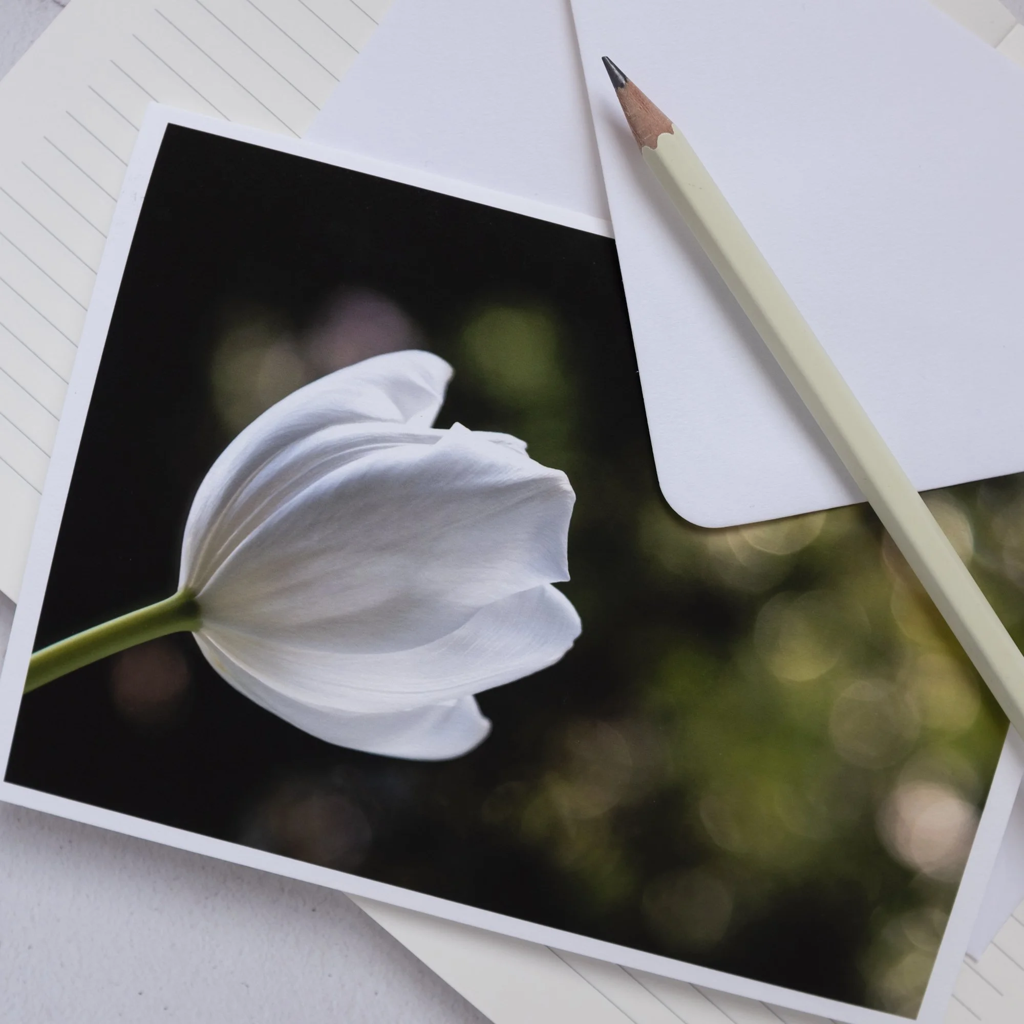 White Tulip Luxury Spring Greeting Card