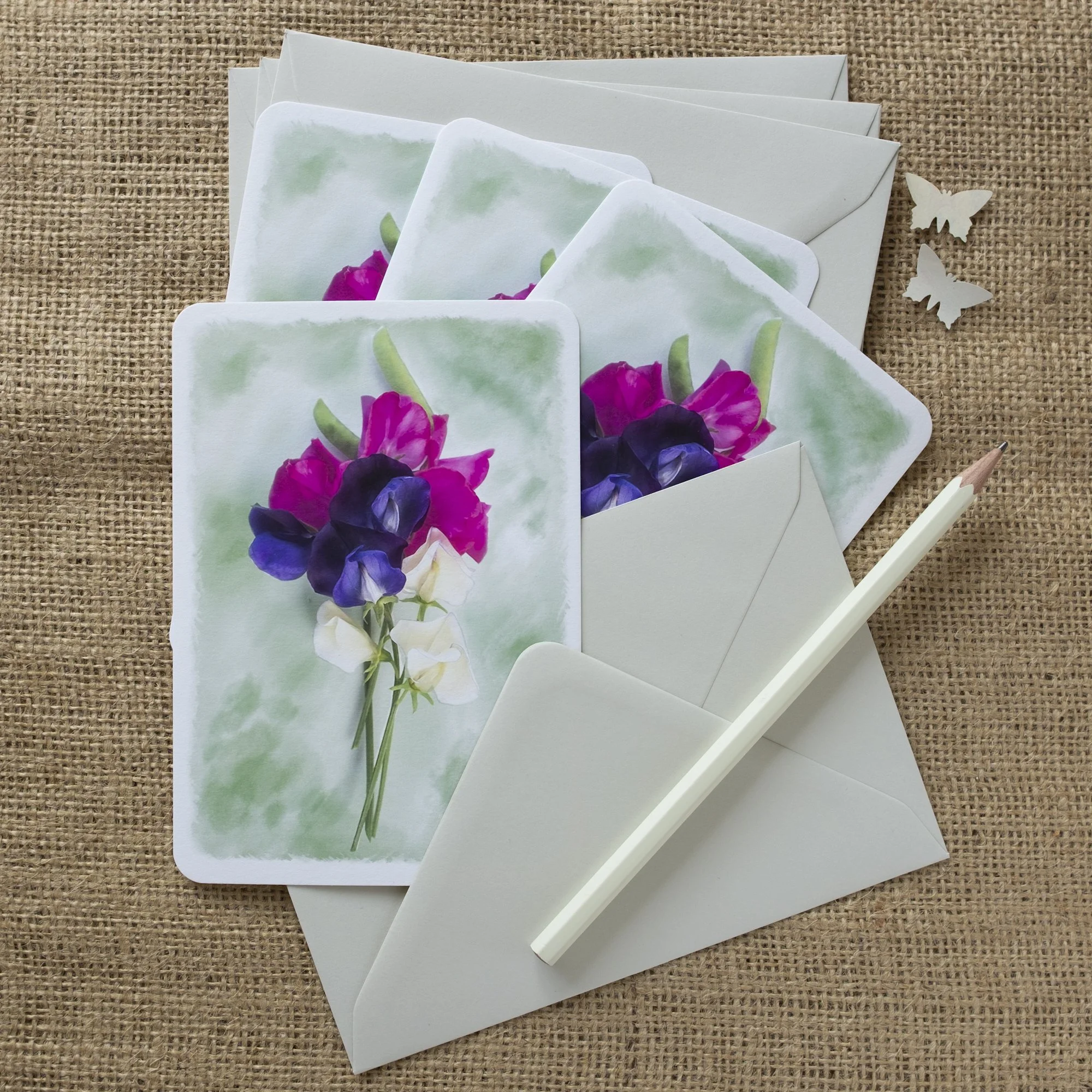 Sweet pea notelets set.