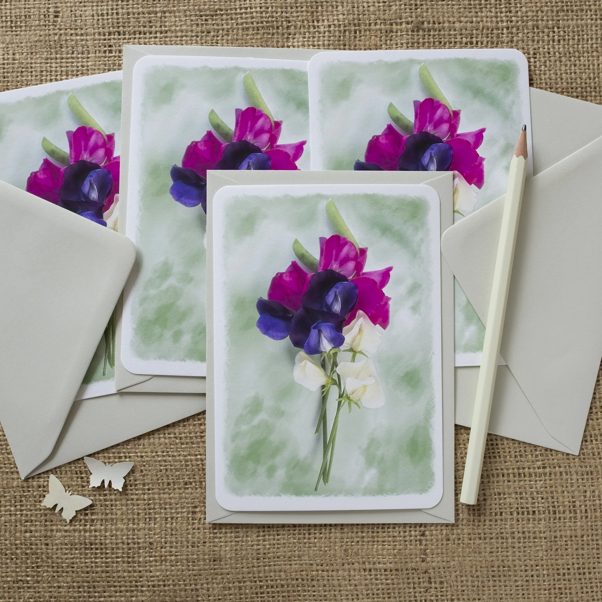 Sweet pea notelets set.