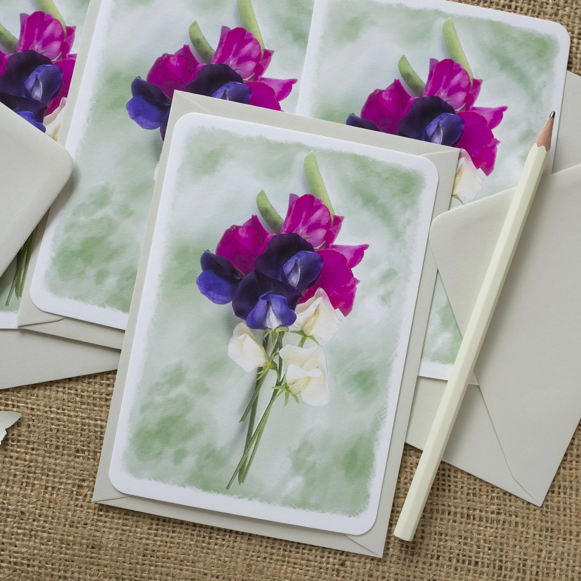Sweet pea notelets set.