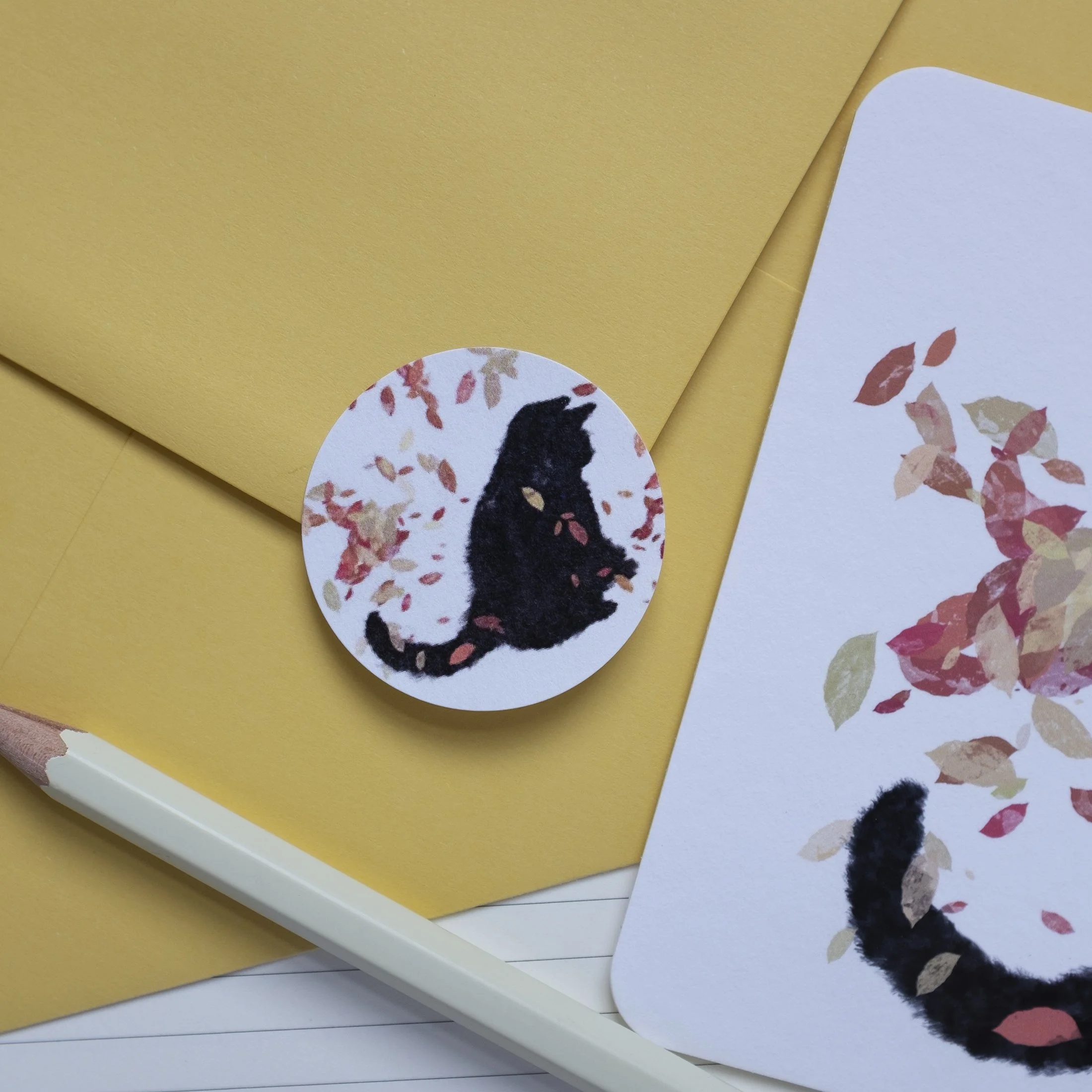 Black Cat Notelets Set with Stickers