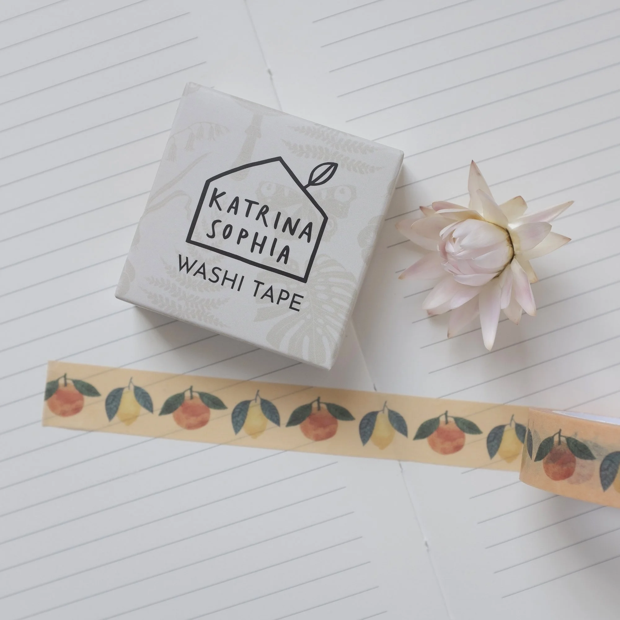 Lemons and oranges washi tape and eco-friendly box.