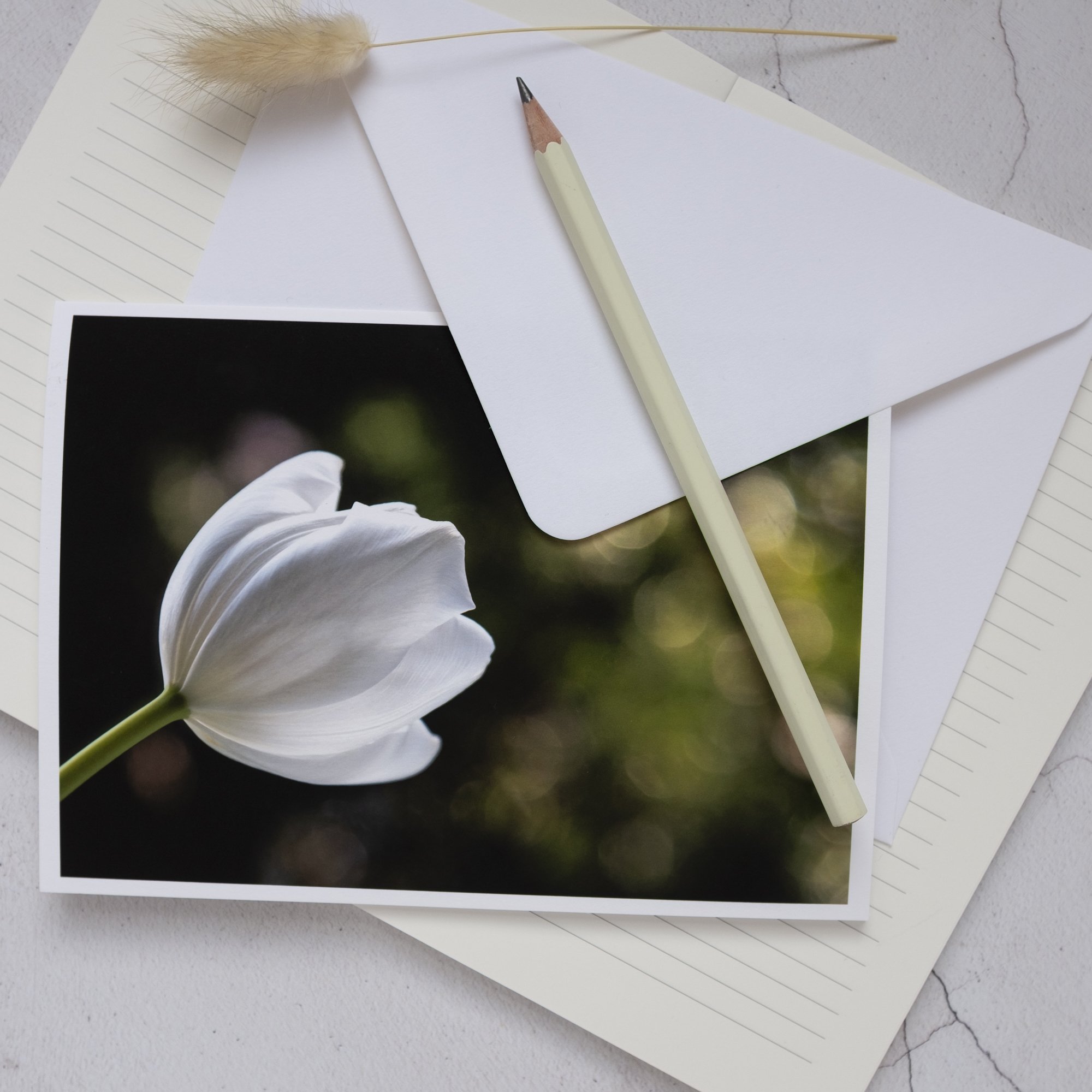 White Tulip Luxury Spring Greeting Card