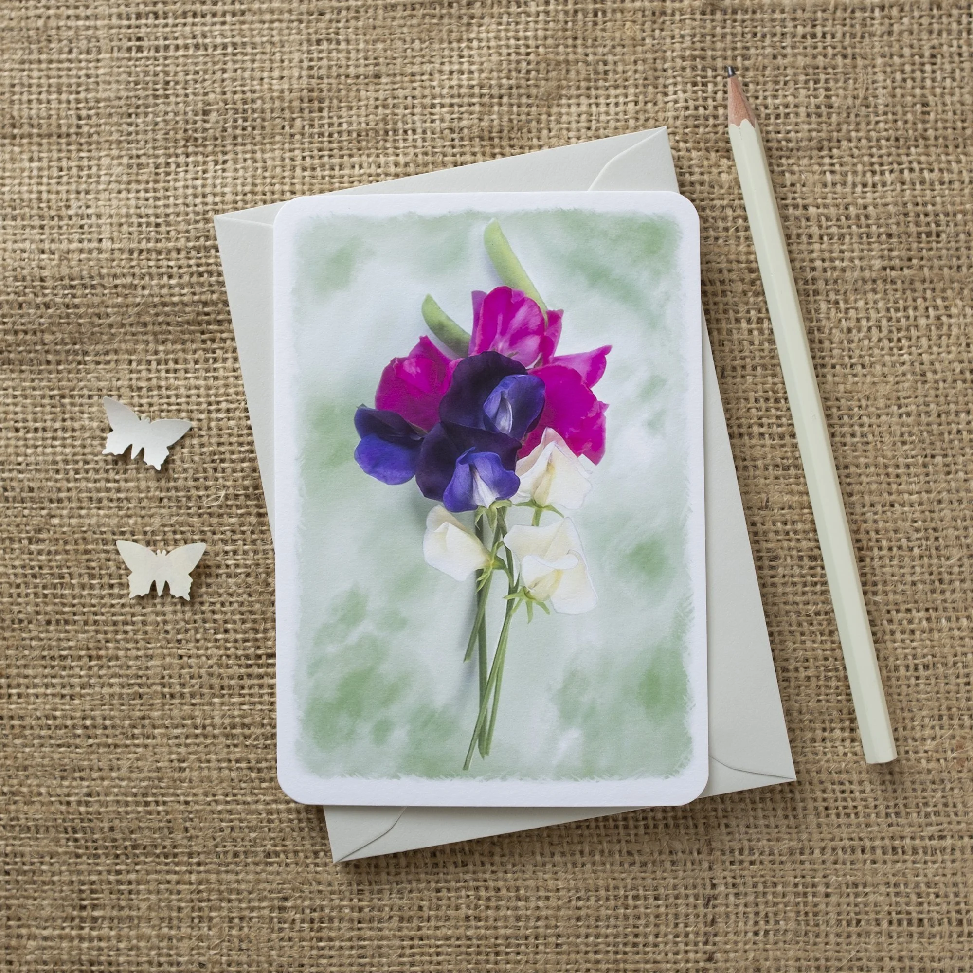 Sweet pea notelets set.