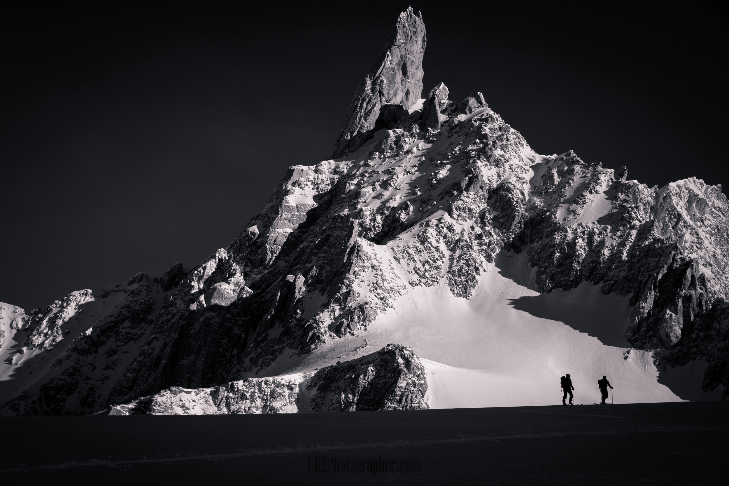 Ski touring in the Mont Blanc Massif above Courmayer, Italy