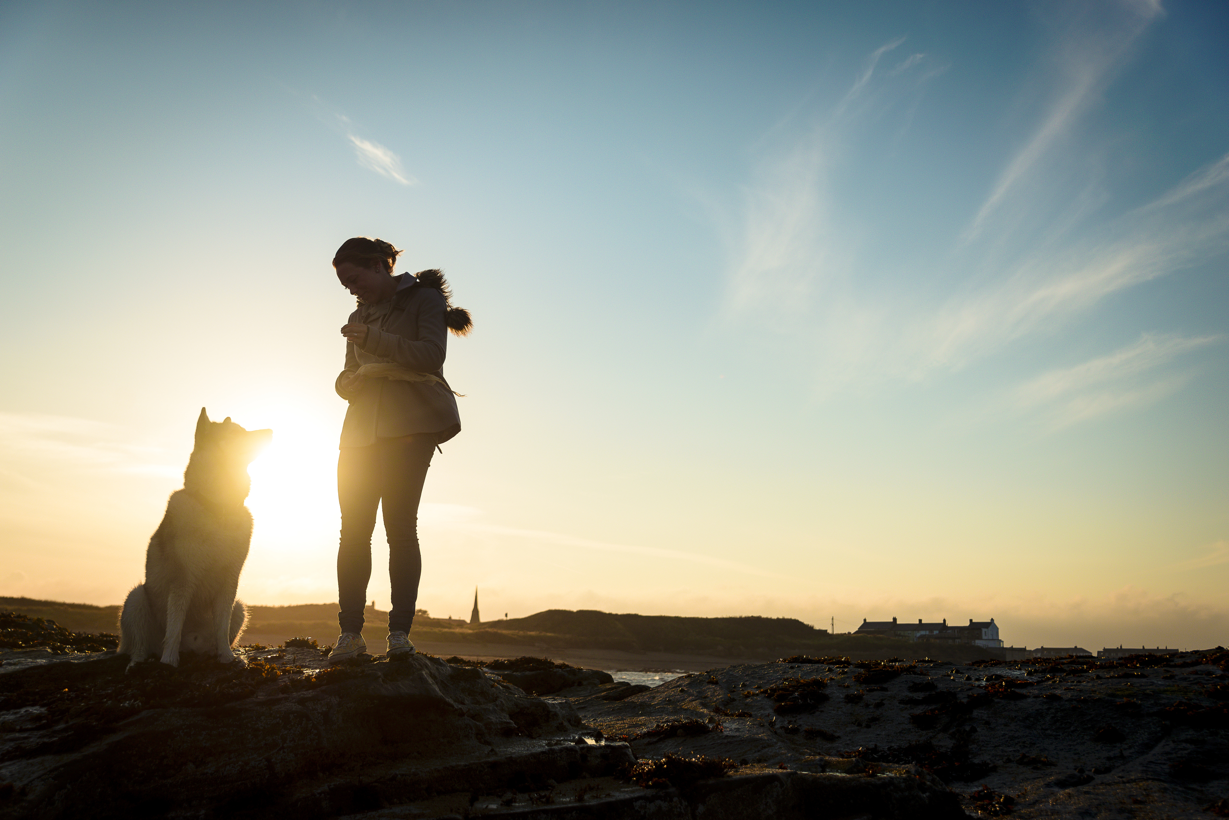 Sunset Silhouette with my wife Maddy and dog Nanuq.