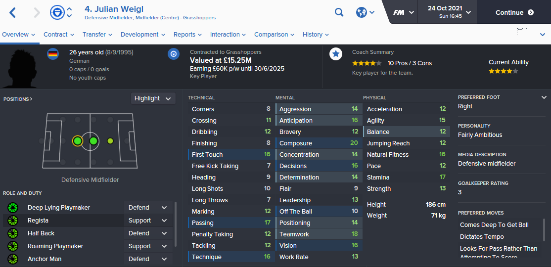 On the whole, Julian Weigl is a great Regista