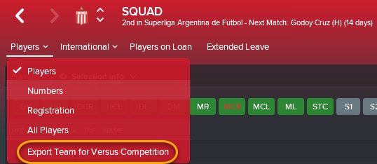 To play a Versus match with your FM18 career team, use this drop down menu option.