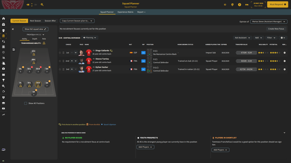 The first team squad planner 5/2026