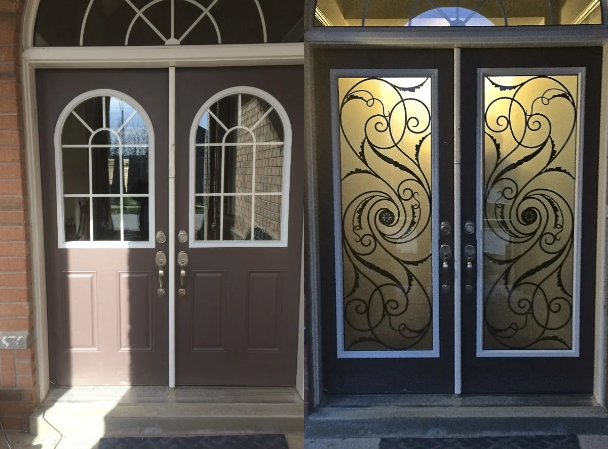 Distinctive Glass Door Inserts Installation In Innisfil, Ontario