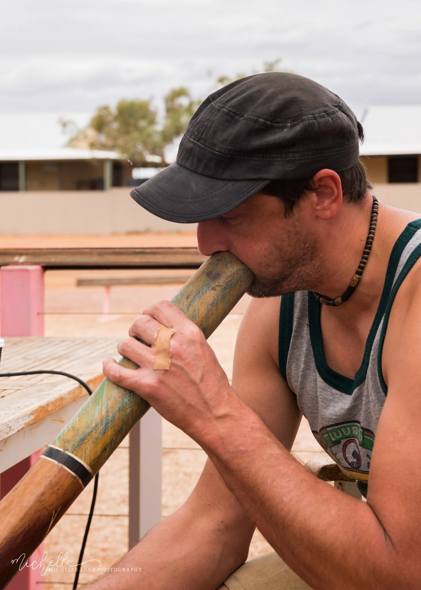 Geoff playing the yidaki/didgeridoo