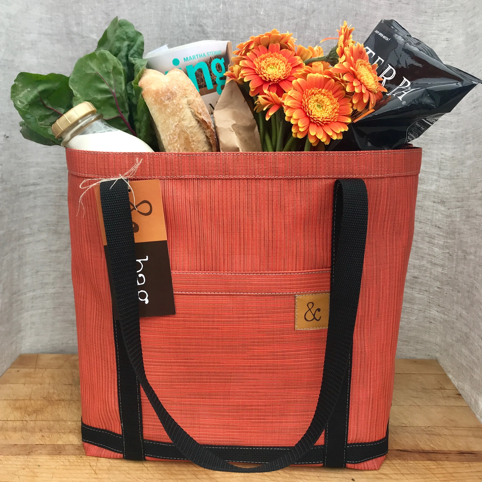 Lineflax & Roving large structured tote bag
