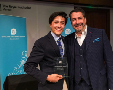ESU 2019 winner, Ennio Campoli Patak from Spain and John Briggs, chair of judges.