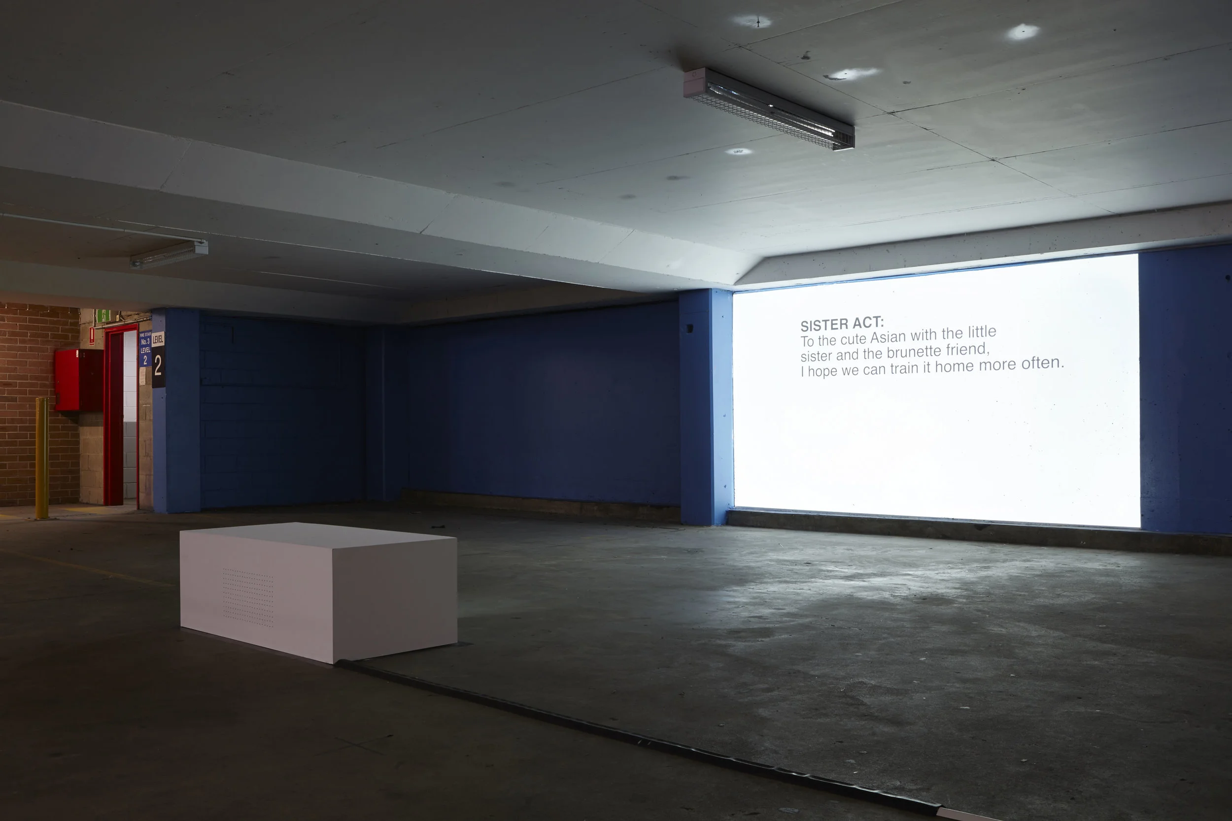 Looking at you , 2014, single-channel HD video, installation view, THE CLOSED DOOR / THE OPEN DOOR (with Justin Balmain), 2014, Alaska Projects, Sydney. Photo: Zan Wimberley. Copyright JD Reforma