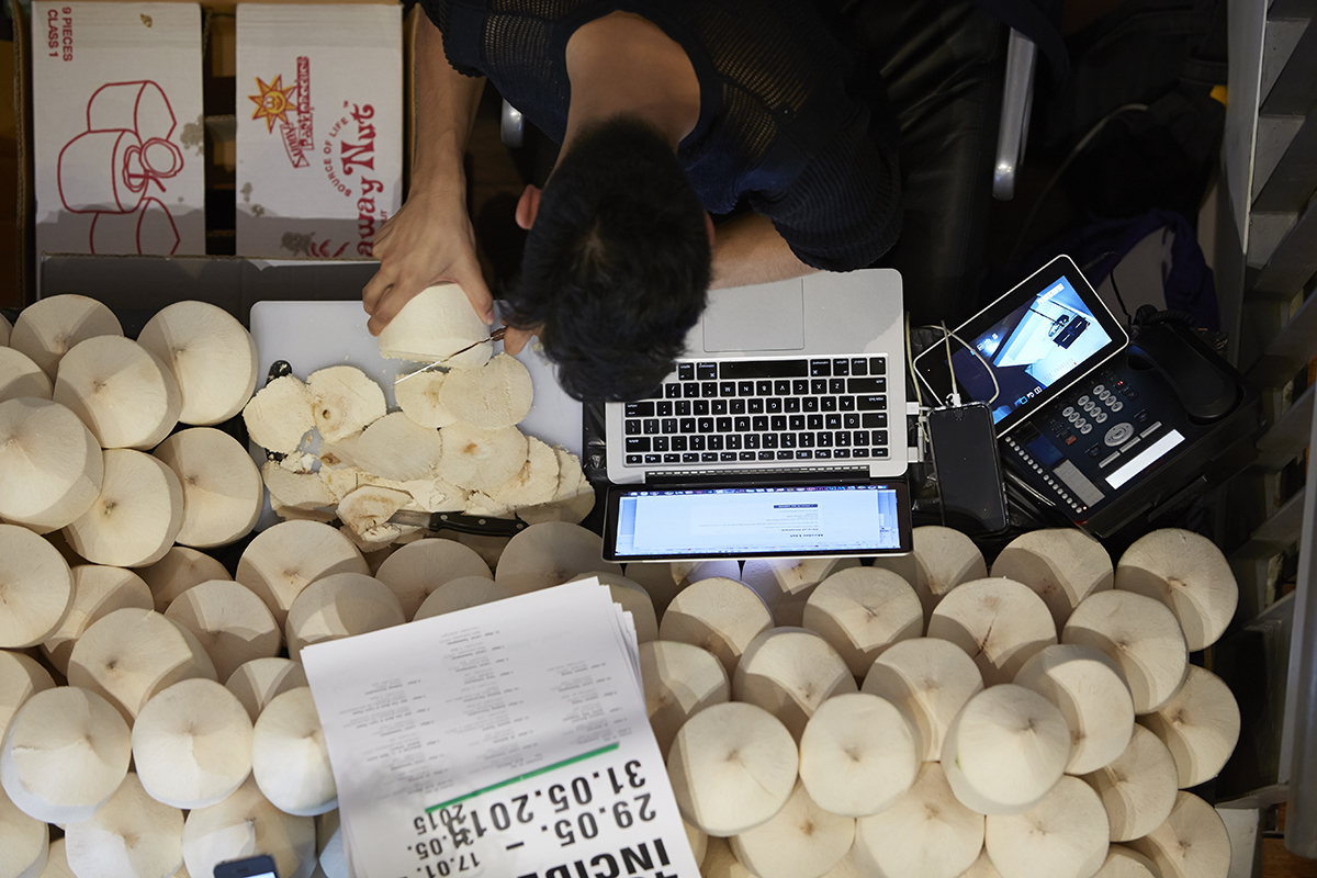 A Novel Merchant (performance documentation), 2015, performed as part of 48 HR Incident , 4A Centre for Contemporary Asian Art. Photo: Zan Wimberley. Copyright JD Reforma.