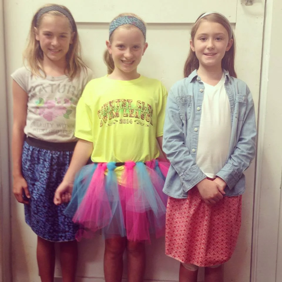 3 friends make skirts at a sewing party