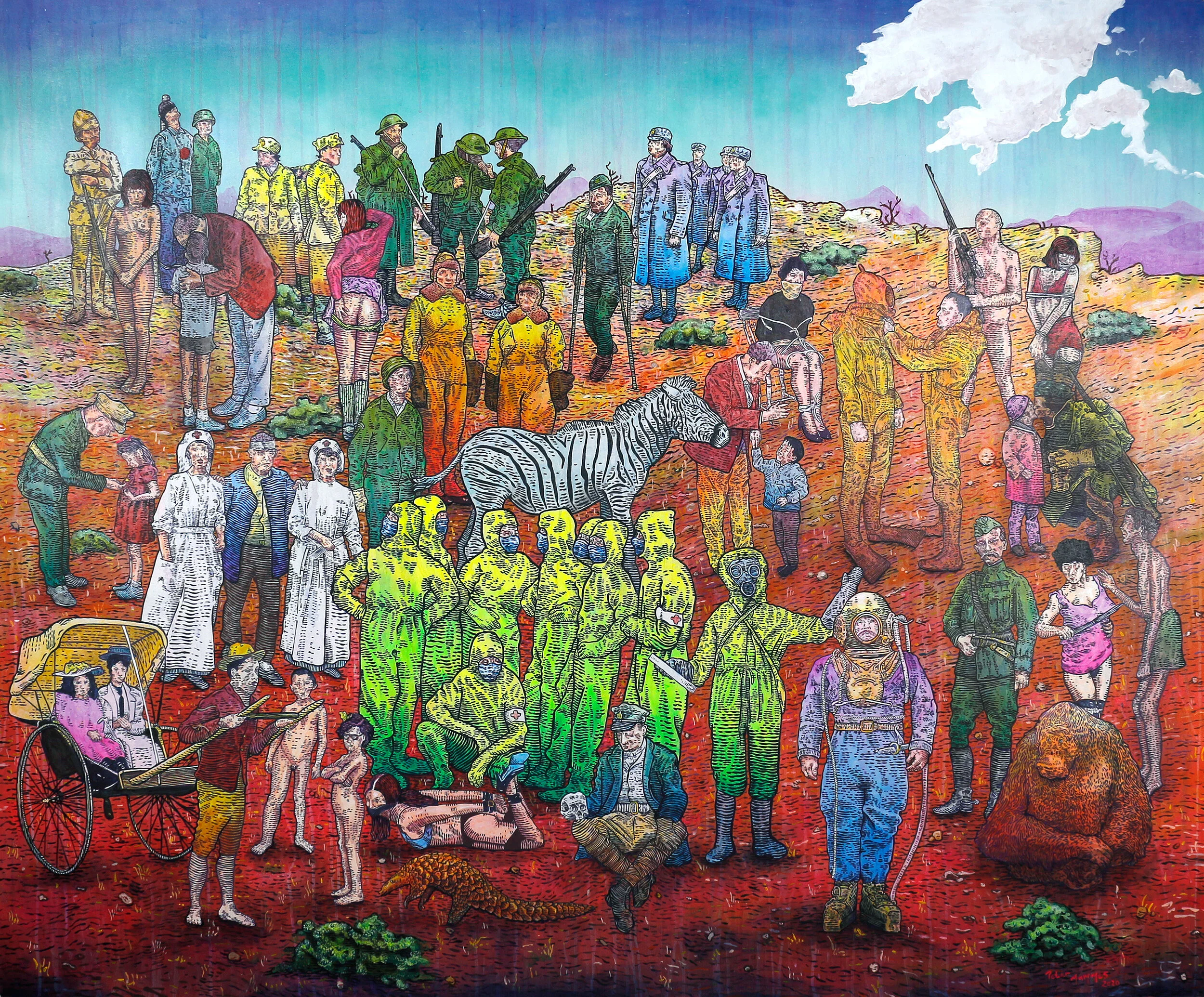 The crowd acrylic paint on canvas 2020 180cm by 150cm.JPG