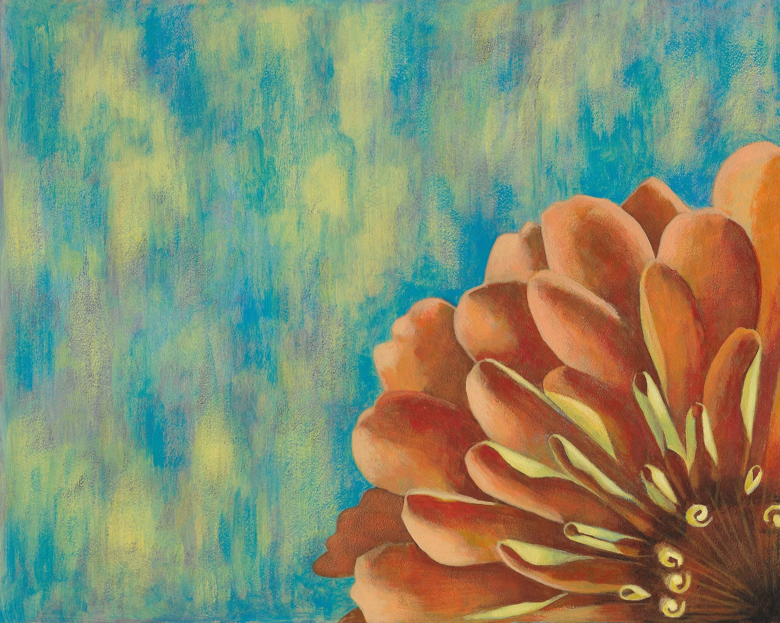 Zinnia Acrylic on Panel 8 by 10 inches