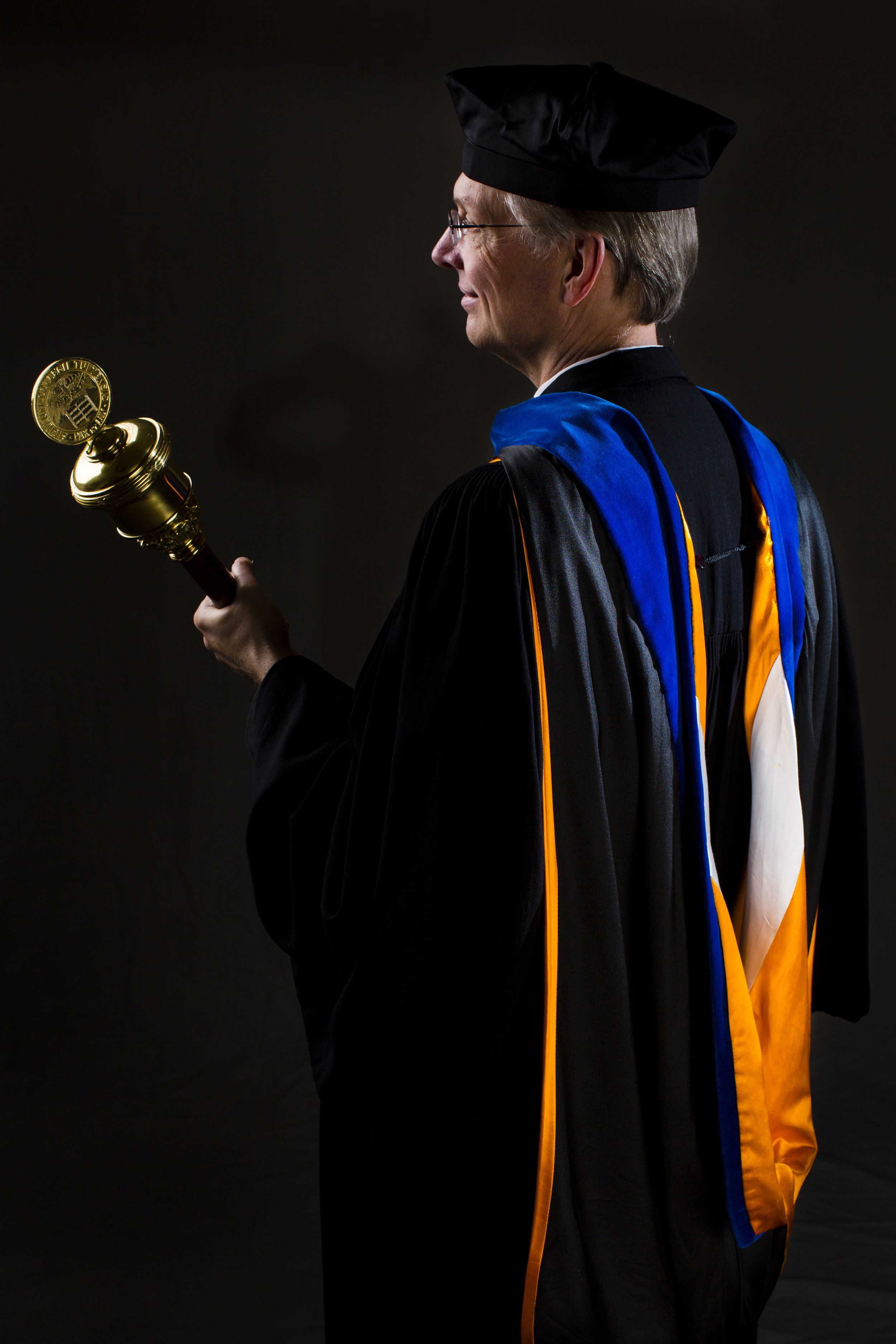  Professor of Mathematics Boris Hasselblatt poses here in the family heirloom he wears to every Commencement. “These are my father’s robes,” said Hasselblatt, whose father was a Lutheran pastor in Germany. “He passed away twenty years ago, and I’ve w
