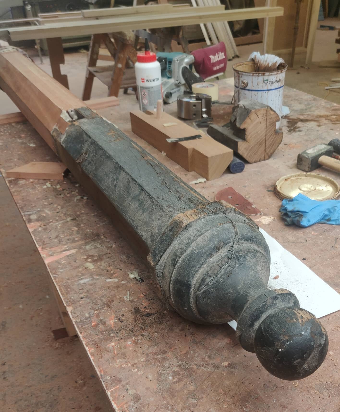 Very interesting project in the workshop. Kevin has been busy repairing the finial post for the former Beamish &amp; Crawford counting house for @bam.ireland. The top half was completely missing, we had to search online to see what was originally on 
