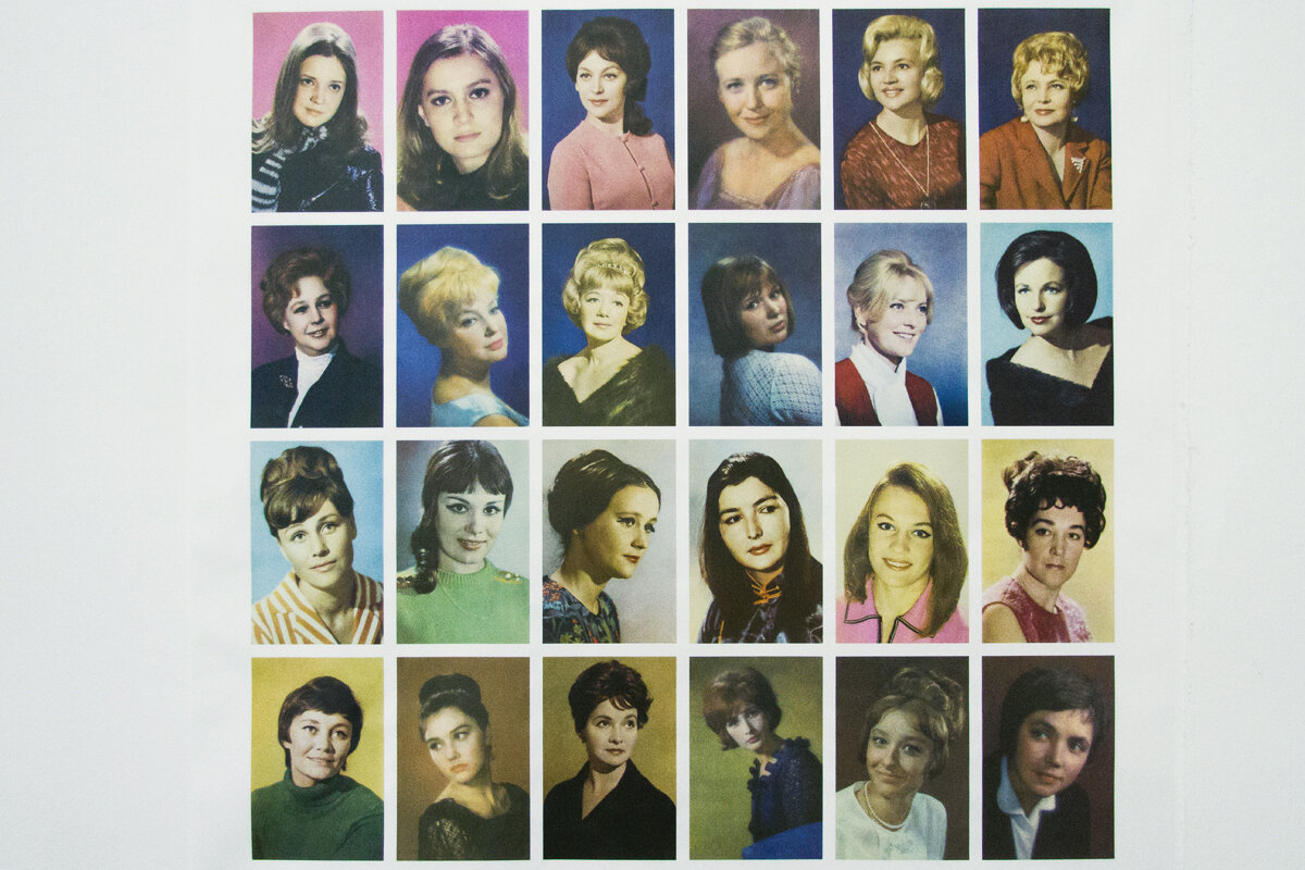   My Soviet Childhood, She,  2018, digital print on fabric, 62 x 62 inches. 