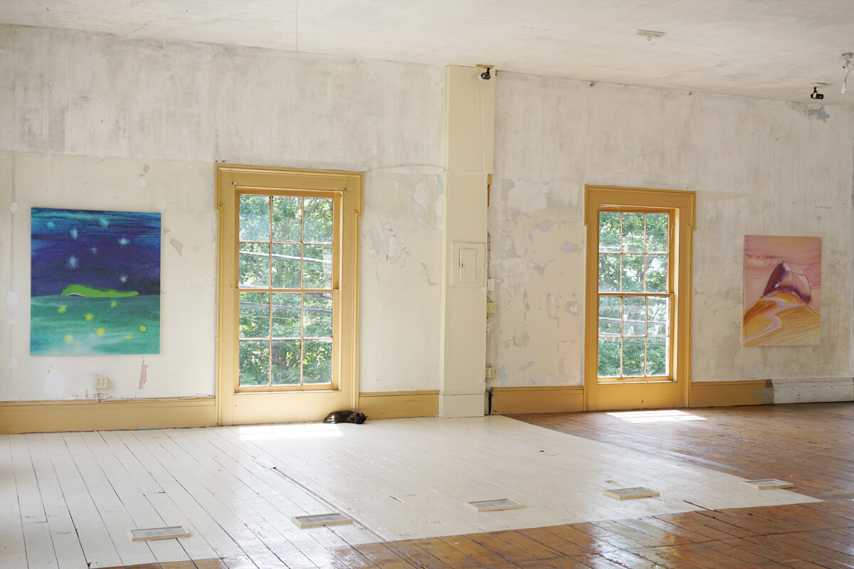  Installation view:  Alina Bliumis, Carrying the Weight, War Landscapes exhibition,  WILLBEES., Andes NY., August 2021 