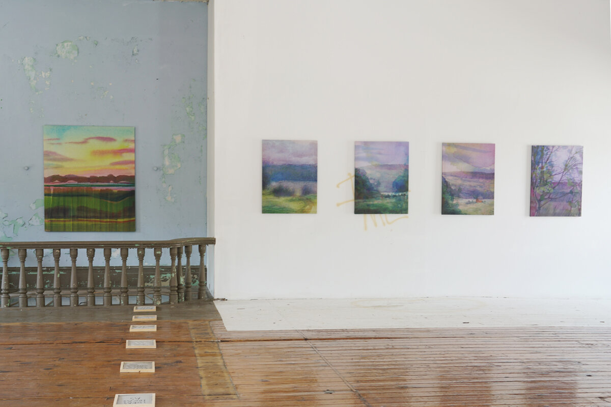  Installation view:  Alina Bliumis, Carrying the Weight, War Landscapes exhibition,  WILLBEES., Andes NY., August 2021 