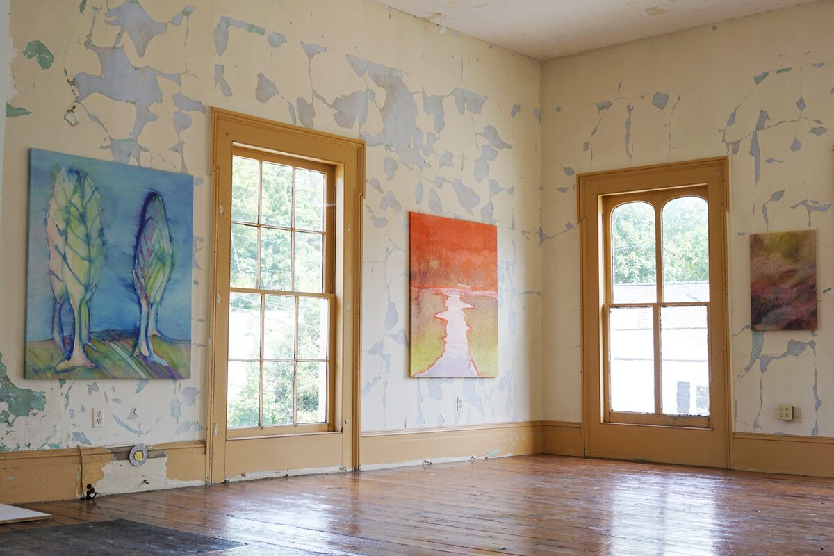  Installation view:  Alina Bliumis, Carrying the Weight, War Landscapes exhibition,  WILLBEES., Andes NY., August 2021 