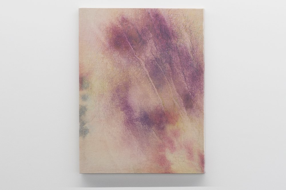   Bruise #174 , 2020-2021, watercolor on linen, 40 x 30 in ( *174 countries are at war in some form or another) 