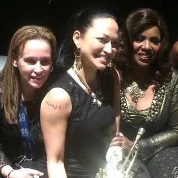 Kiku with Gloria Gaynor (right), who she calls "family," and Stephanie, Gloria's right-hand woman, at the Grammys 2015. Photo: Kiku Collins