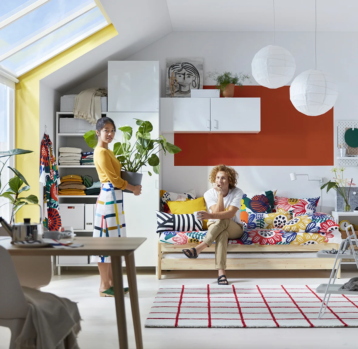 SIMESTED Rug, SKÄRVFRÖ Cushion and SIGRUNN Fabric