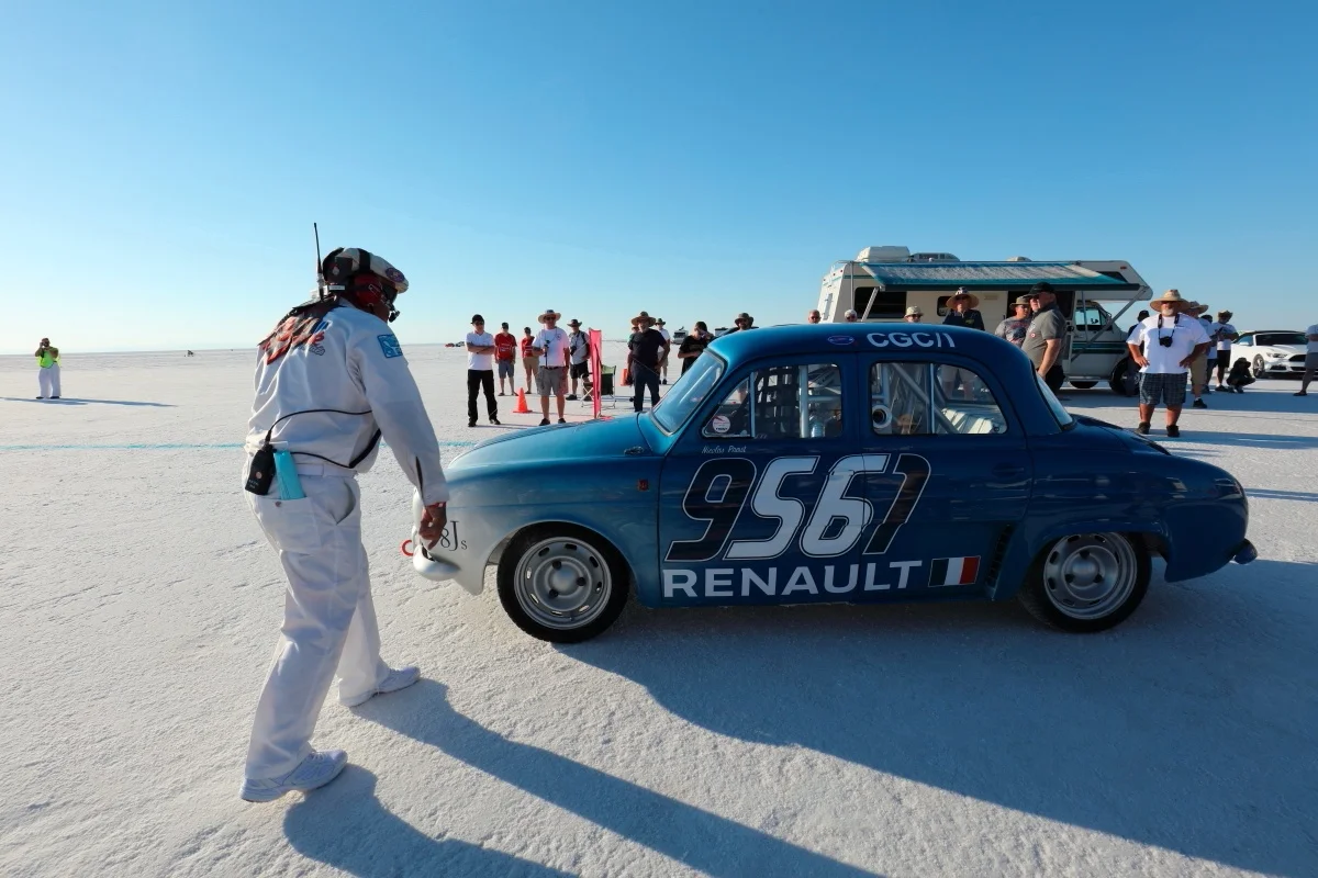 Nicolas PROST BEHIND THE WHEEL OF RENAULT DAUPHINE.JPG
