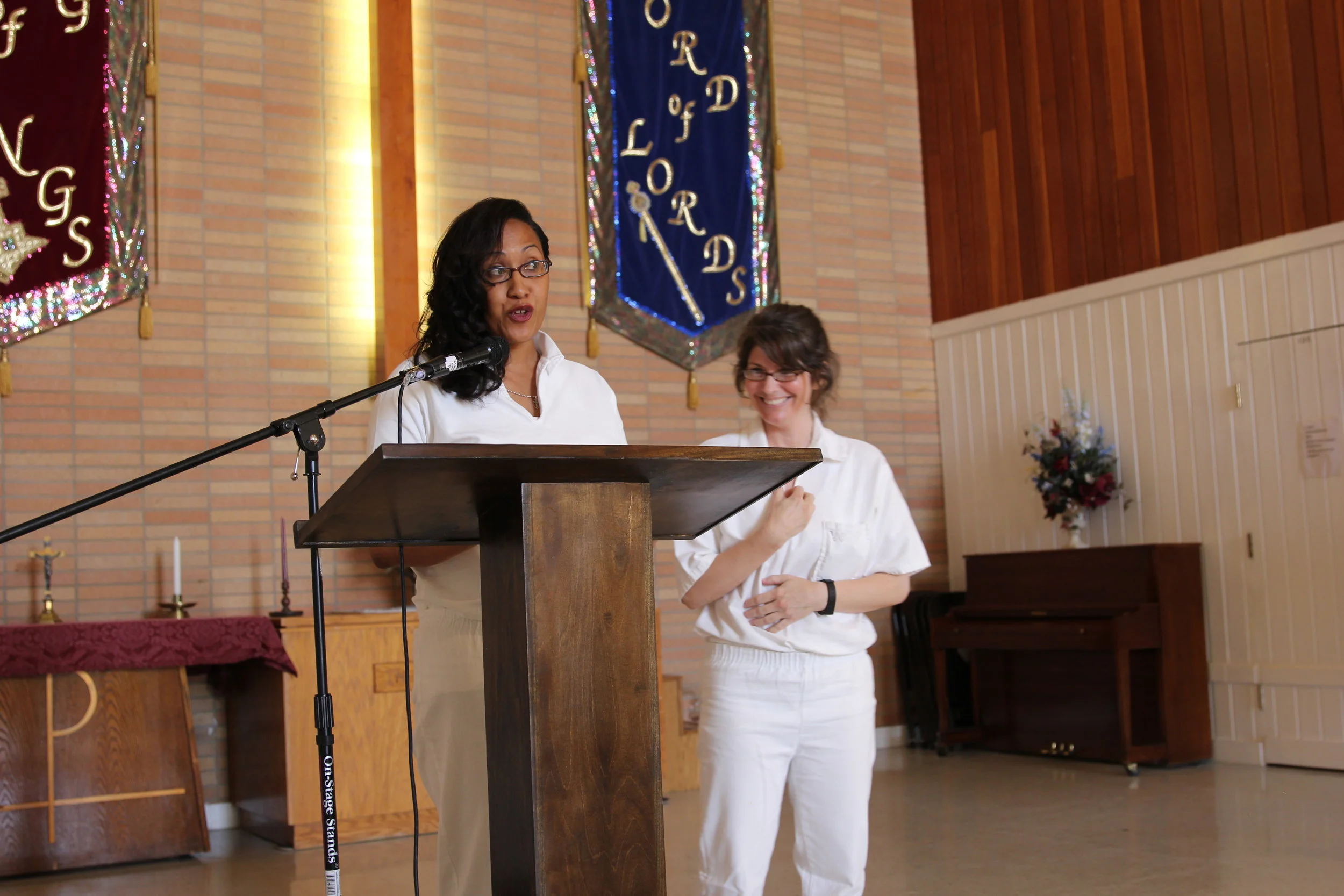 Arlene and Kim gave the graduation address
