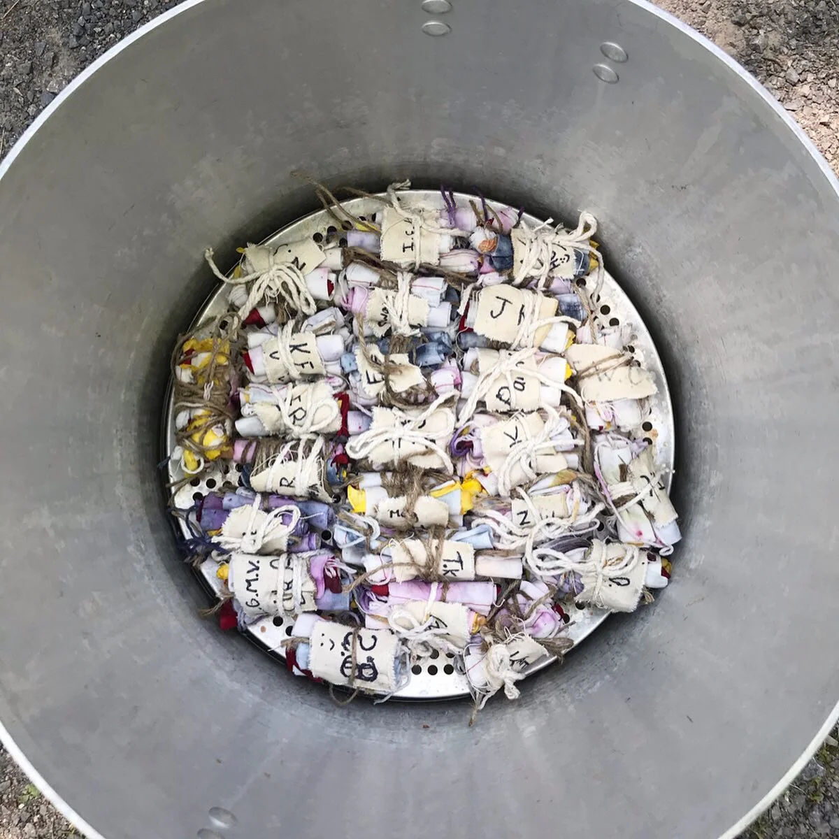 Eco-printing workshop with Ottawa Art Gallery ‘Art in the Woods’ campers lead by Gillian King, Carp Ridge Eco-Wellness Centre , Carp, On, 2019