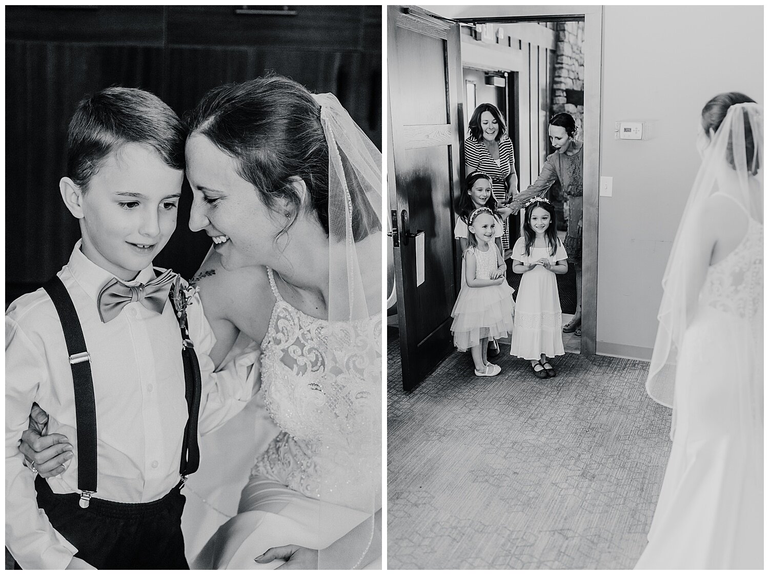  The wedding princesses &amp; ring bearer got a little first look with the bride. They are all soooo sweet!  