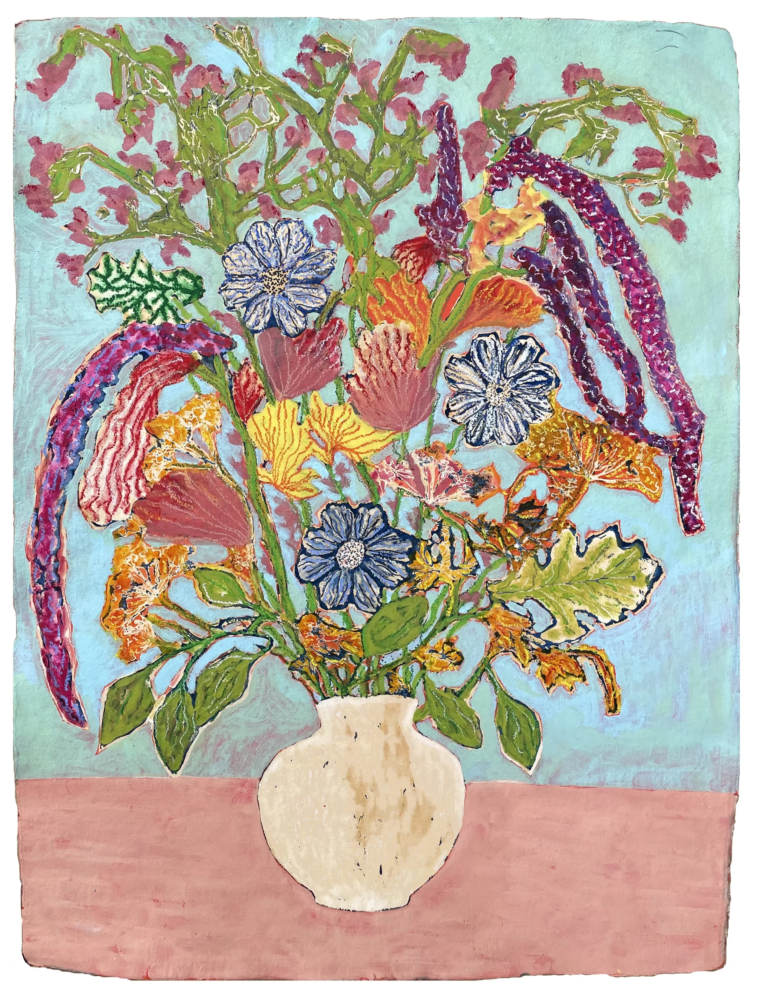 garden flowers 1- Sweat Peas, Amaranth and Fennel.jpg