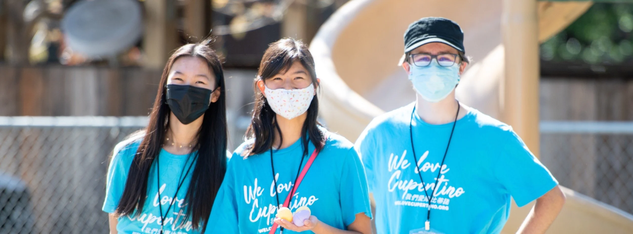 Students wearing We Love Cupertino t-shirts