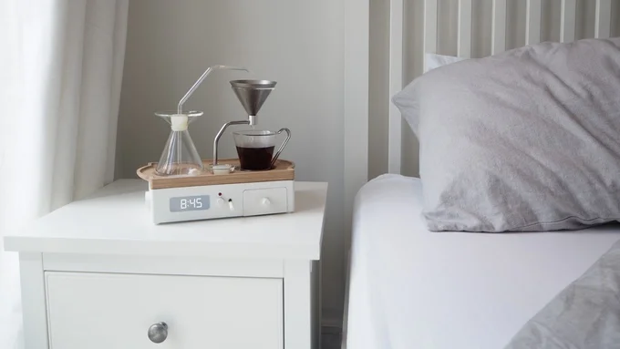  “Wake up with the convenience of your coffee or tea already brewed by your bedside.”