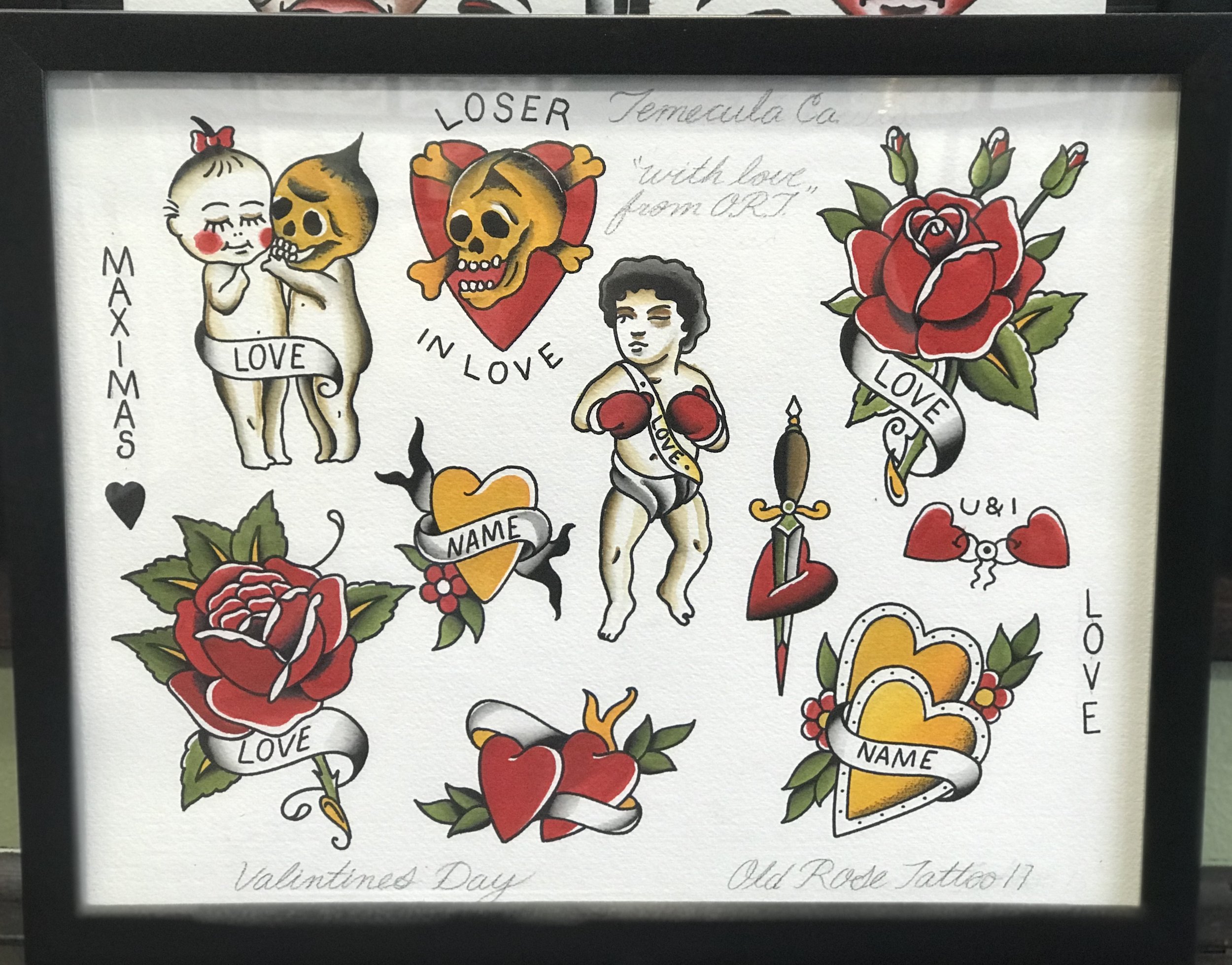 Valentine's Day Tattoo Flash Sheet Art Print 8.5x11 - Etsy