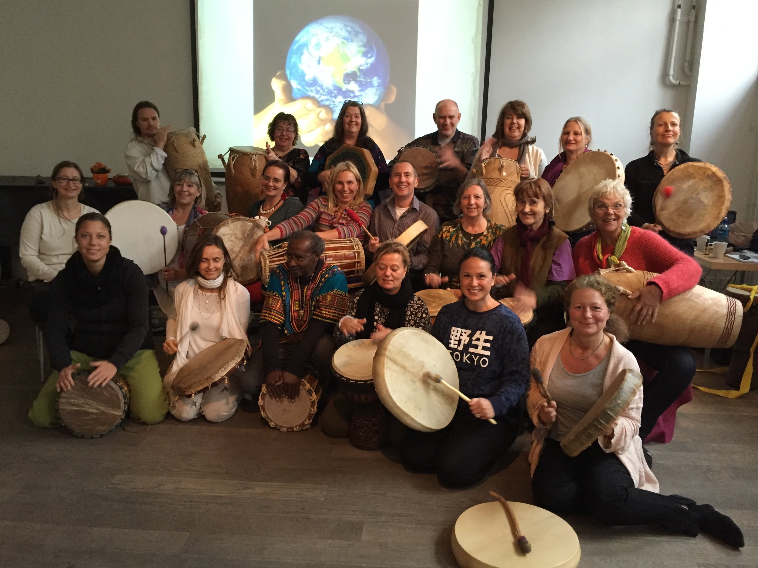 Participants of CT's shamanic drum course in Stockholm.