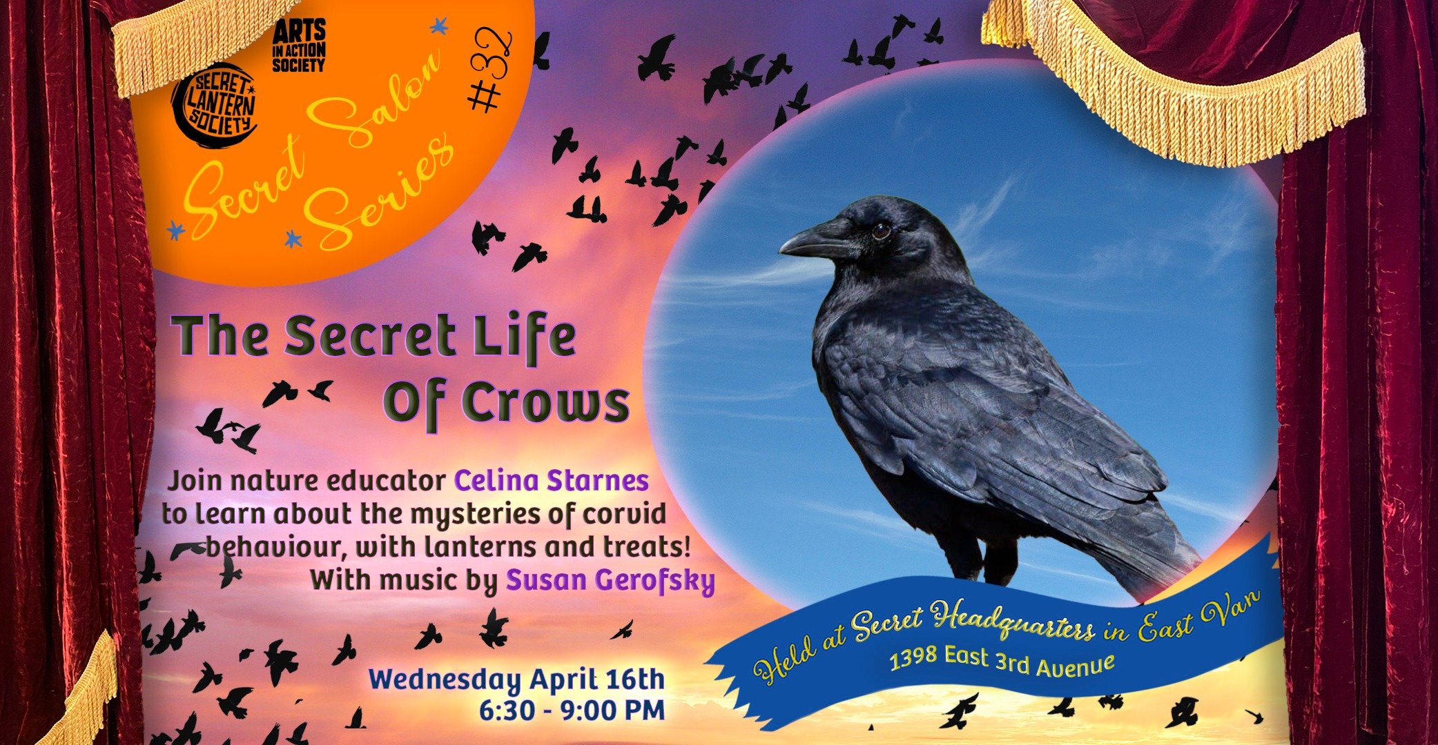 Have you ever wondered what the crows flying above you are thinking? Do you want to learn more about crow folklore and facts? Nature educator and bird expert Celina Starnes hosts an evening of corvid inquiry and intrigue in our own Secret Headquarter
