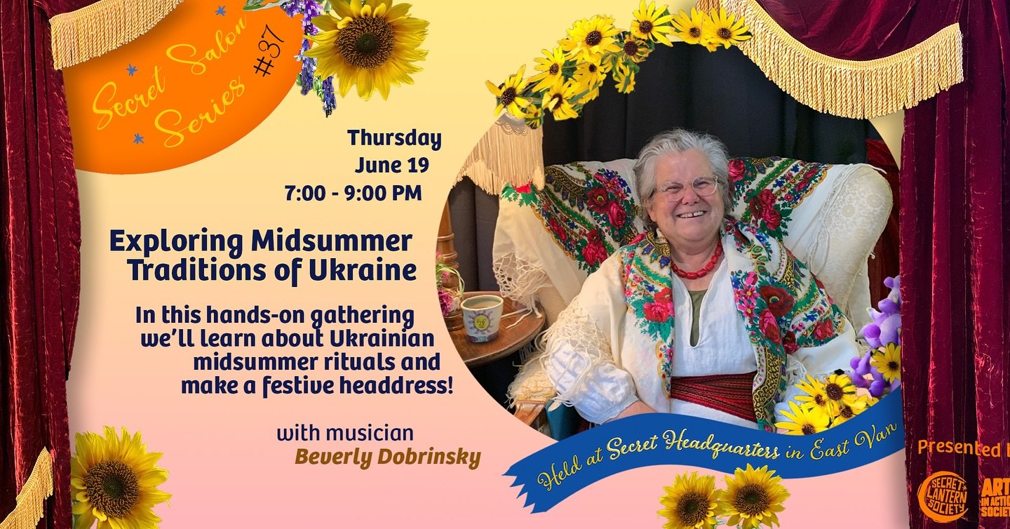 🌞🌿 In this hands-on gathering we will learn about the Ukrainian midsummer celebration Ivana Kupala. Musician and storyteller Beverly Dobrinsky will explain the historical merging of pagan summer solstice traditions and the Christian Feast Day of St
