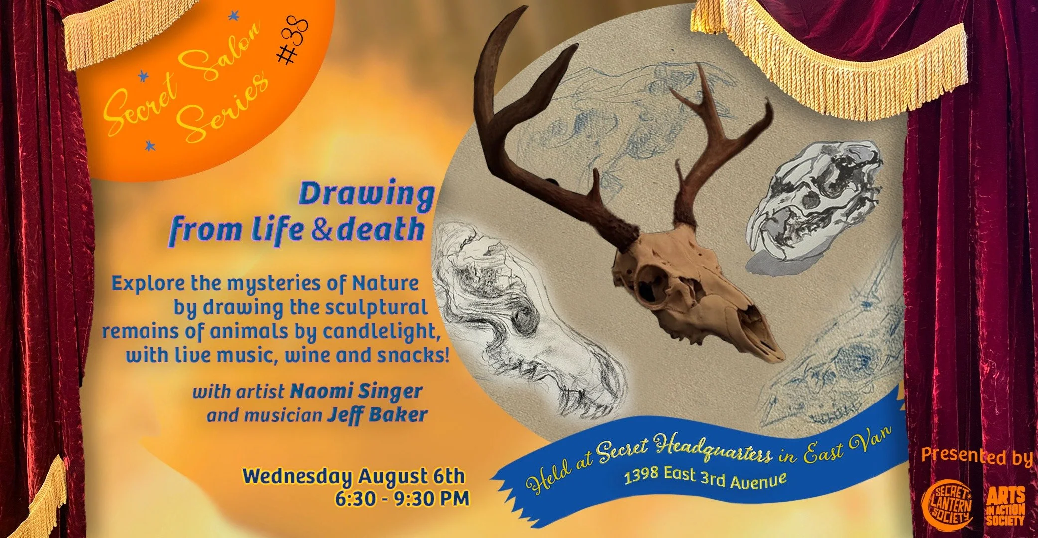 🎨 Since the dawn of human existence Nature has inspired curiosity and creativity. Join us in the lantern-lit environment of Secret Headquarters as we explore the mysteries of the natural world, drawing the remarkable sculptural remains of animals il