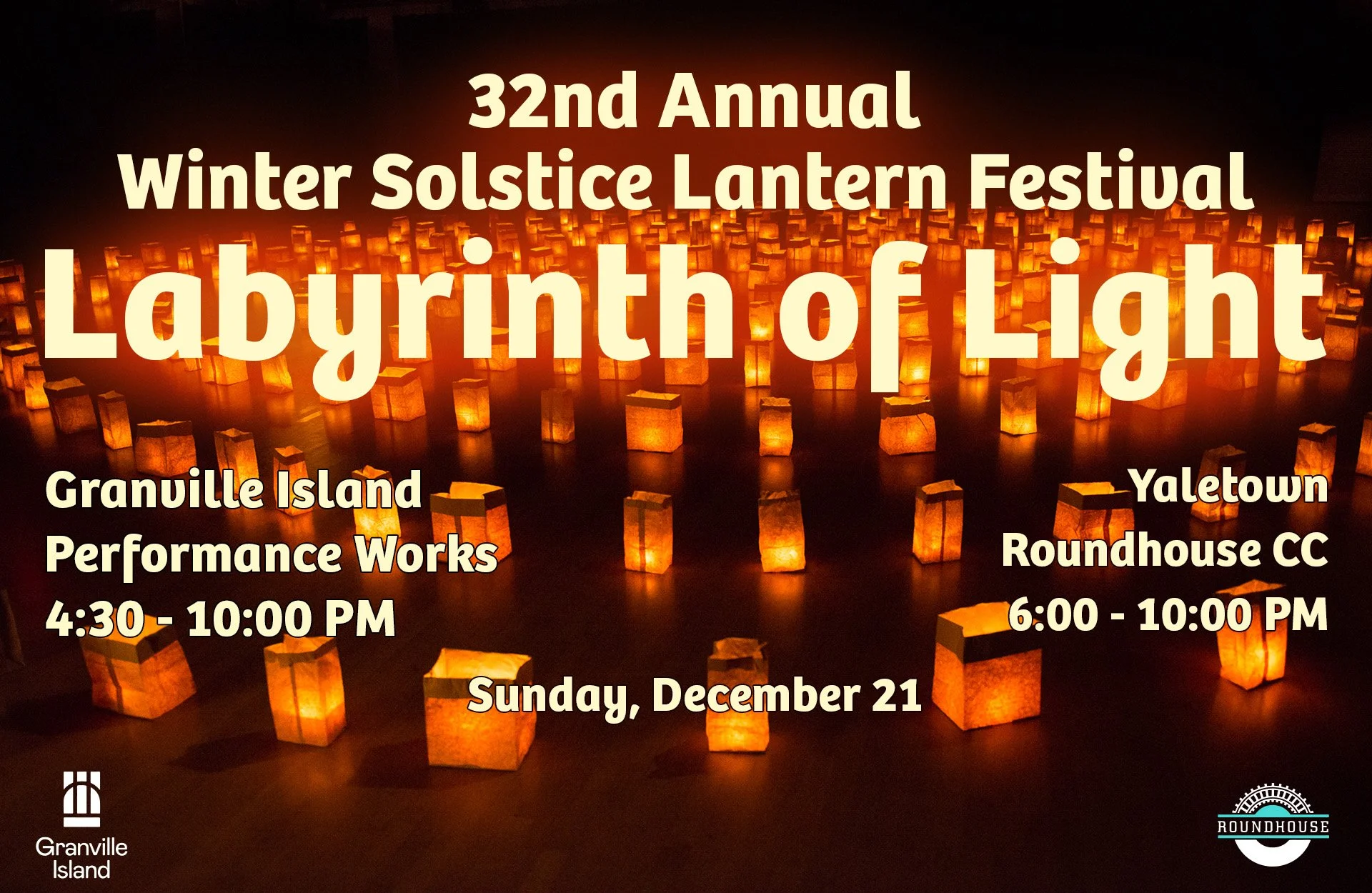 🏮 The labyrinth has long been used for meditation, prayer and sites of ritual in various cultures around the world. Created with over 500 pure beeswax candles, the winter solstice labyrinth invites you to warm yourself in a self-guided ceremony inte