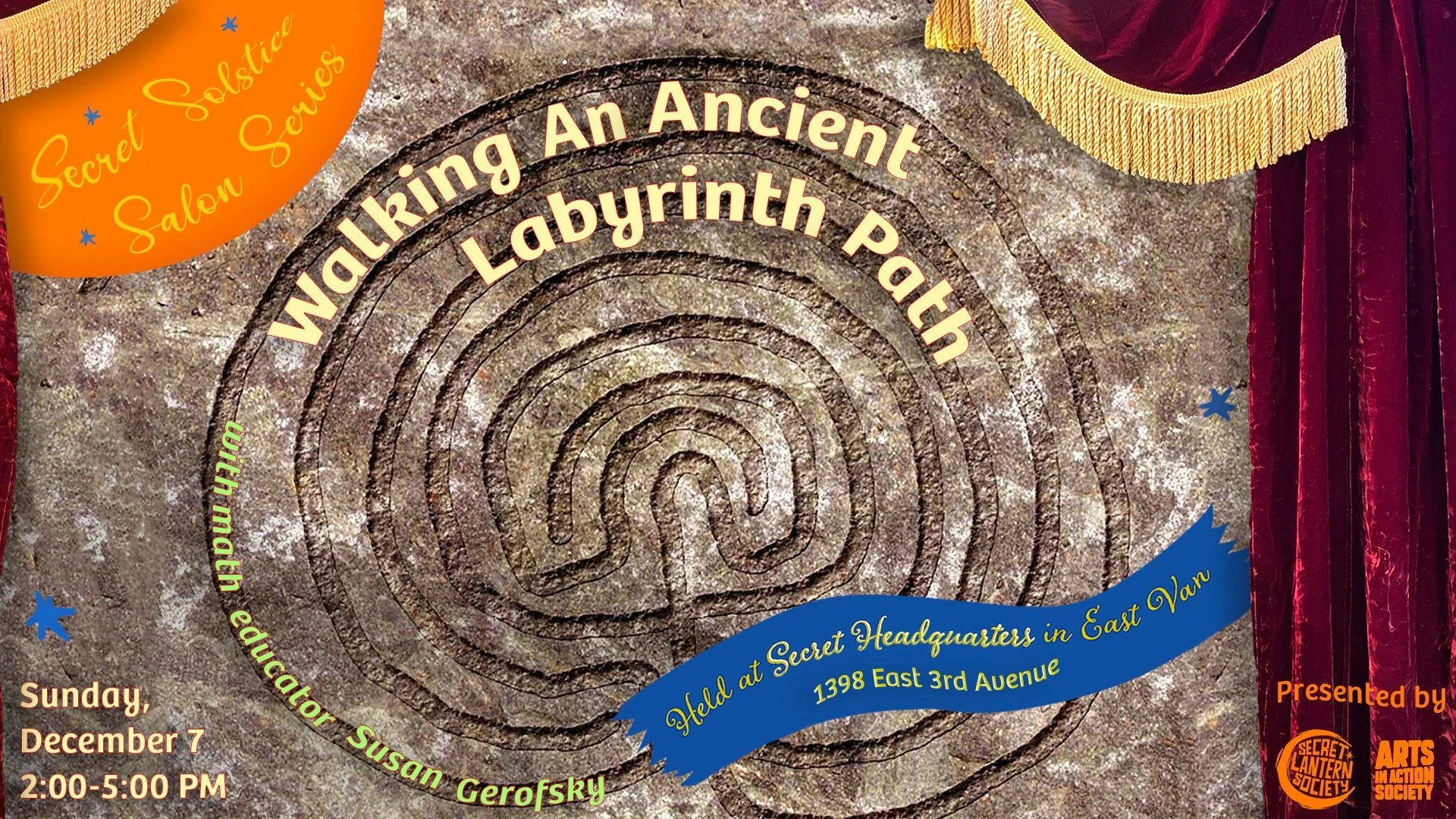 ✨ Step into the glow of the Secret Solstice Salon Series &mdash; five magical evenings exploring winter&rsquo;s ancient mysteries and radiant traditions from around the world.

🌀 December 7 - Walking An Ancient Labyrinth Path presented by mathematic