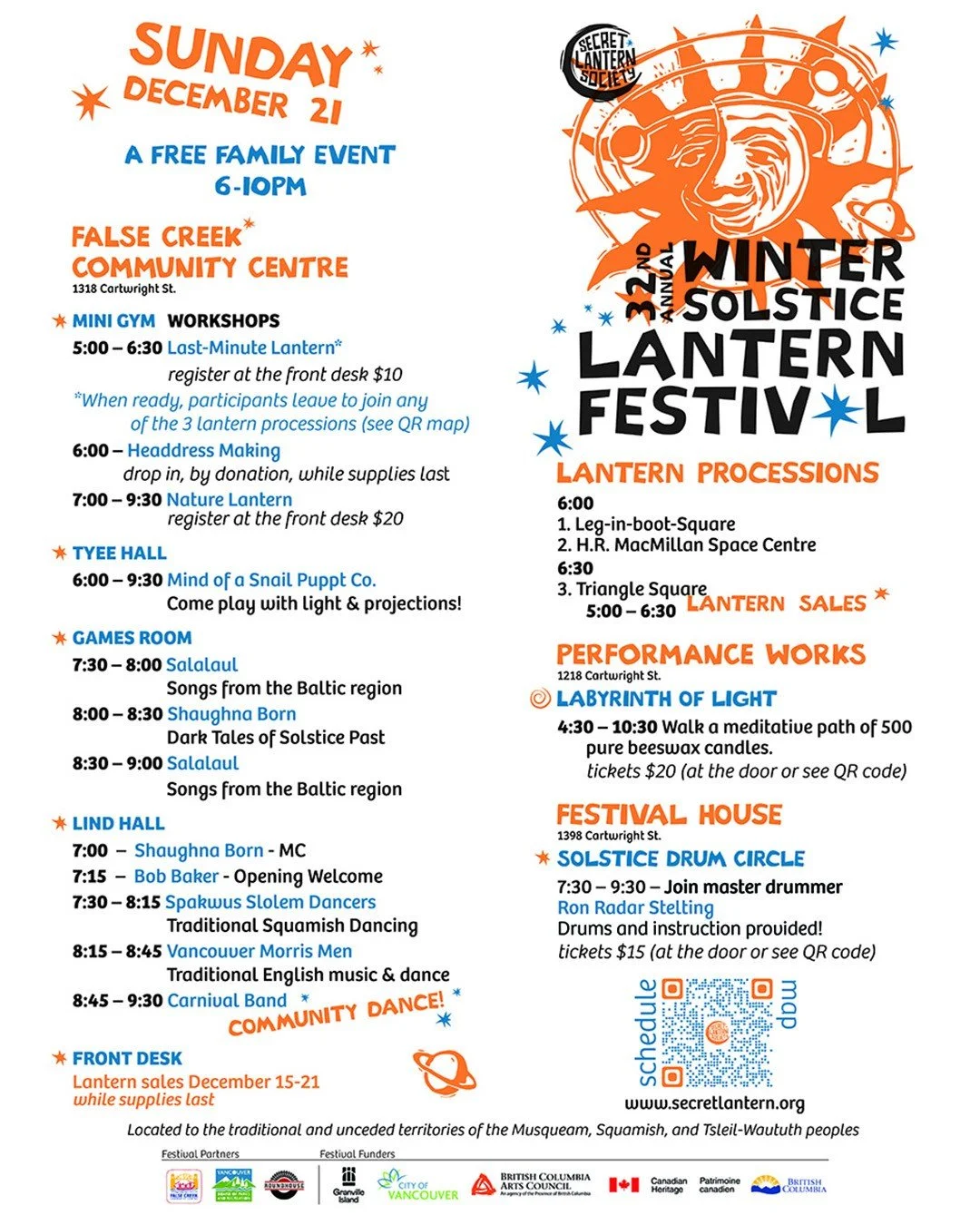 🌌 Watch the dark night sky! 🌌
🌙 The 32nd Annual Winter Solstice Lantern Festival returns just 5 dark nights away, illuminating our community with light, music, and joyous celebration. See our schedule and map! Join us as we honour the longest nigh