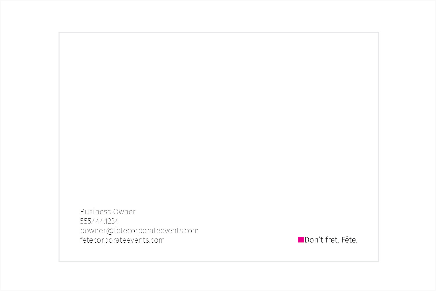 Fête Corporate Events notecard back