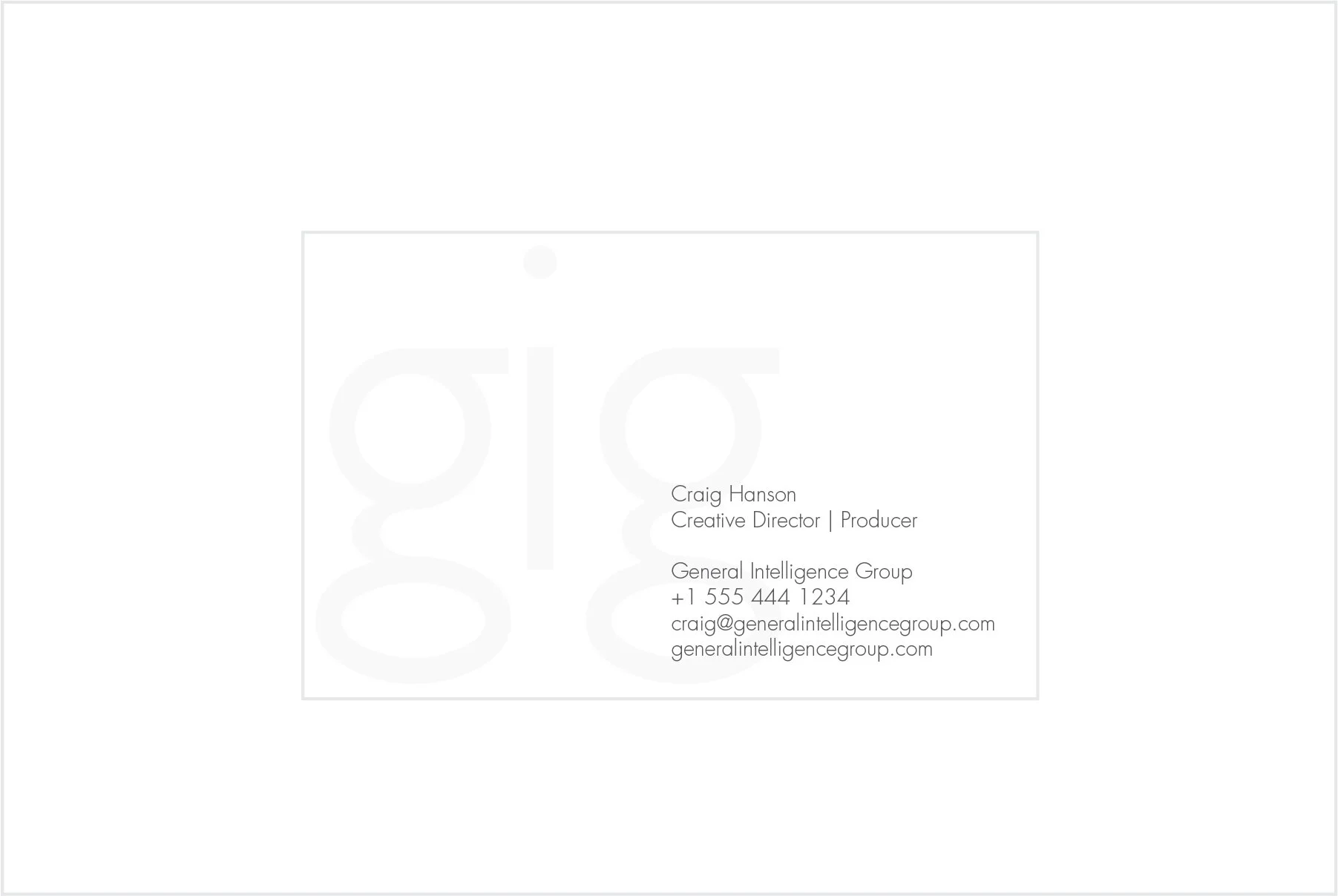 General Intelligence Group business card back